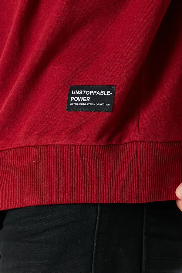 Sweat-shirt basique bordeaux à col rond pour homme 