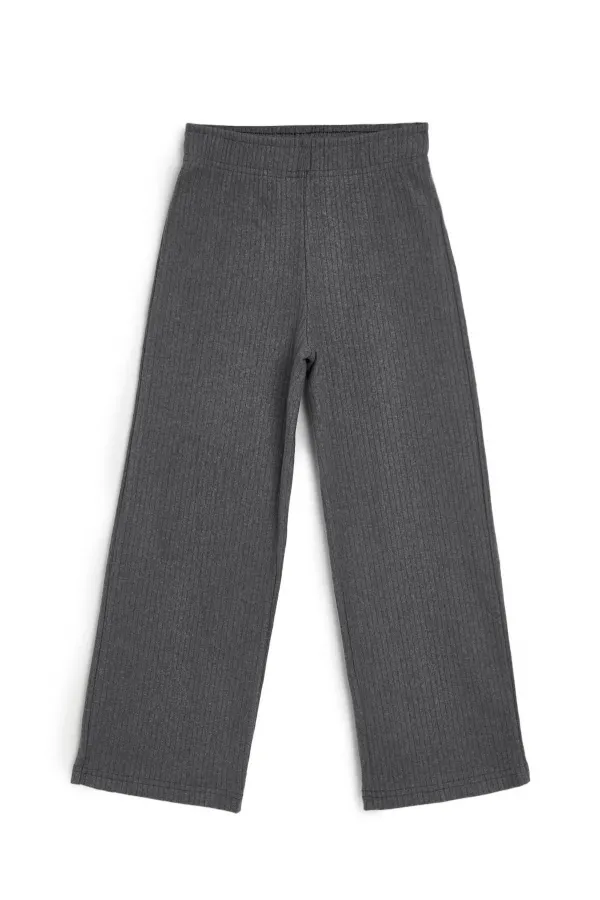 Pantalon de survêtement d'hiver gris fumé à jambes larges et taille élastique pour enfants