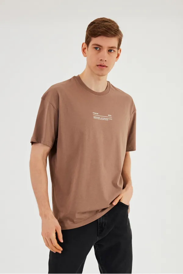 Leo Erkek Oversize Tshirt %100 Pamuk Bisiklet Yaka Baskı Detaylı Basic Tişört
