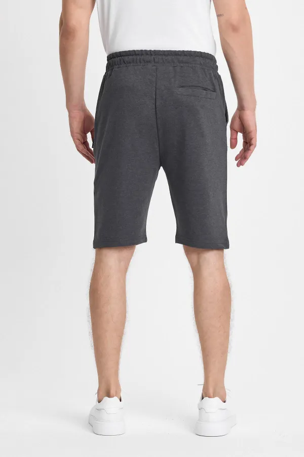 Erkek Siyah Şort - Yan Cepli Beli Lastikli Regular Fit Rahat Kesim