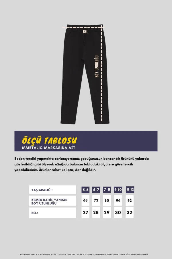 Pantalon de survêtement en coton épais bleu marine pour garçons, âgés de 5 à 12 ans, avec taille élastique et poches latérales.