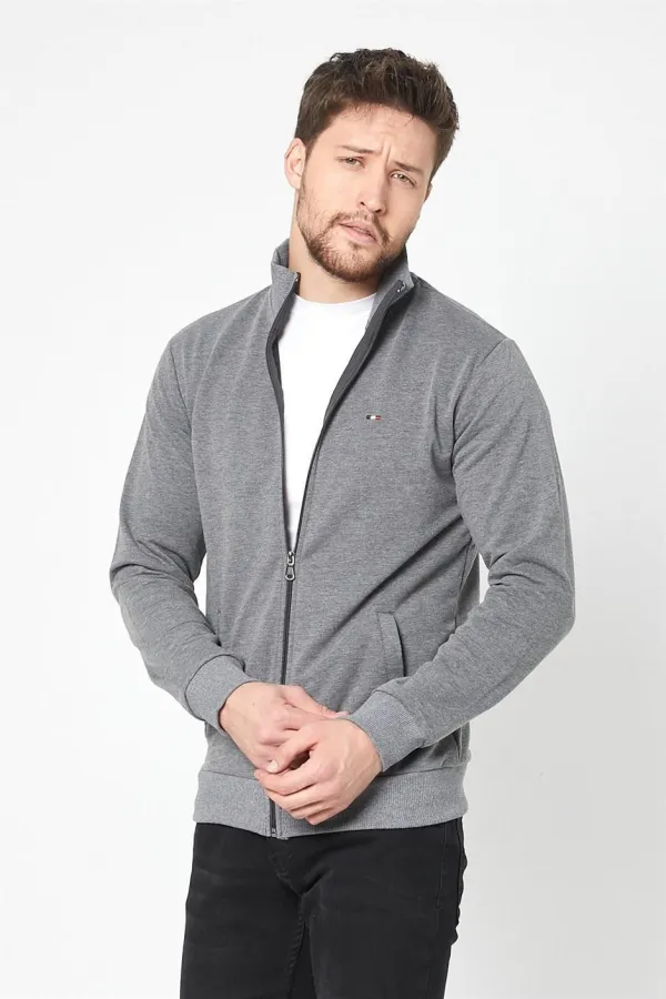 Gilet zippé à manches longues anthracite pour homme MTLCE8293-Anthracite