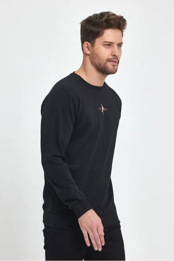 Sweat-shirt basique imprimé Supermagic pour homme, noir
