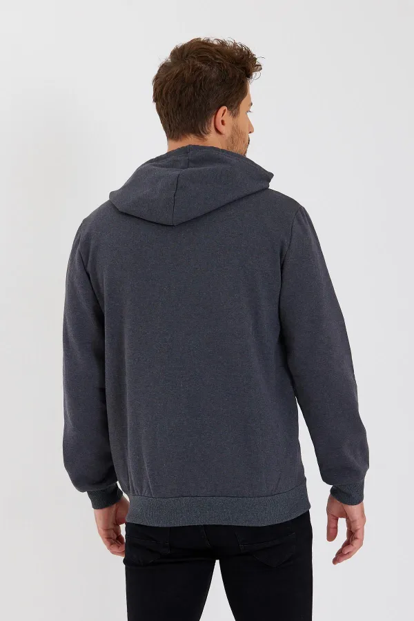 Gilet à capuche zippé noir métallisé pour homme avec poche kangourou et doublure en coton