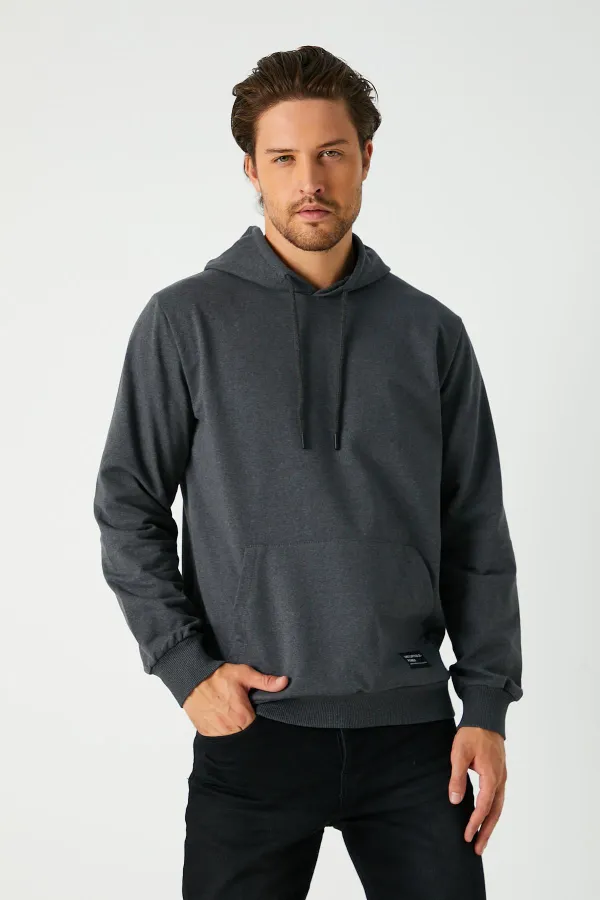 Sweat-shirt à capuche anthracite pour homme avec poche kangourou
