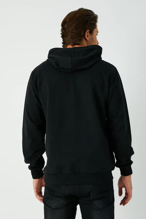 Sweat-shirt à capuche noir pour homme avec poche kangourou