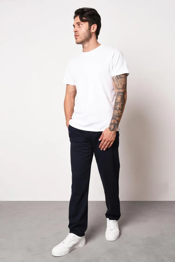 Erkek Gri Fermuar Cep Nakış Detaylı Düz Paça Rahat Kesim Eşofman Altı