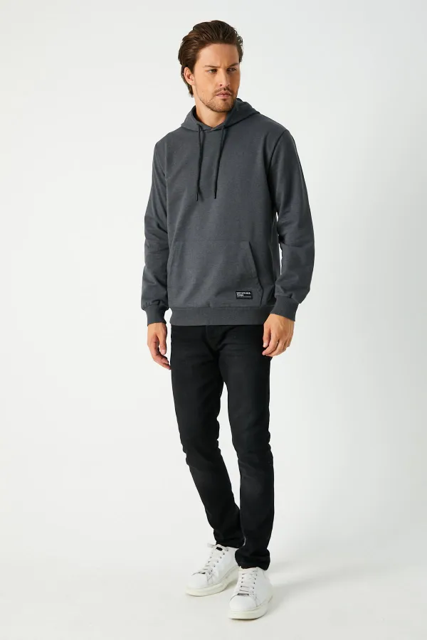 Sweat-shirt à capuche anthracite pour homme avec poche kangourou