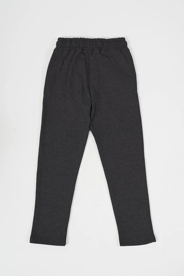 Thick Cotton Sweatpants with Elastic Waistband and Side Pockets for Boys Aged 5-6-7-8-9-10-11-12