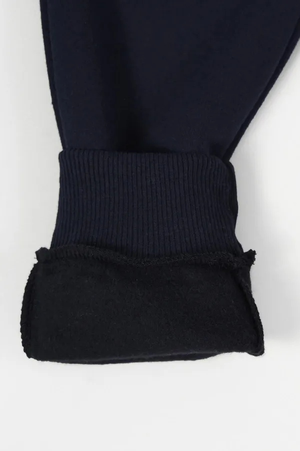 Pantalon de survêtement bleu marine en coton épais, avec taille et chevilles élastiques, poches, pour garçons de 5 à 12 ans (MTLCC99-Bleu marine)