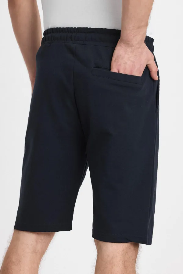 Erkek Siyah Şort - Yan Cepli Beli Lastikli Regular Fit Rahat Kesim