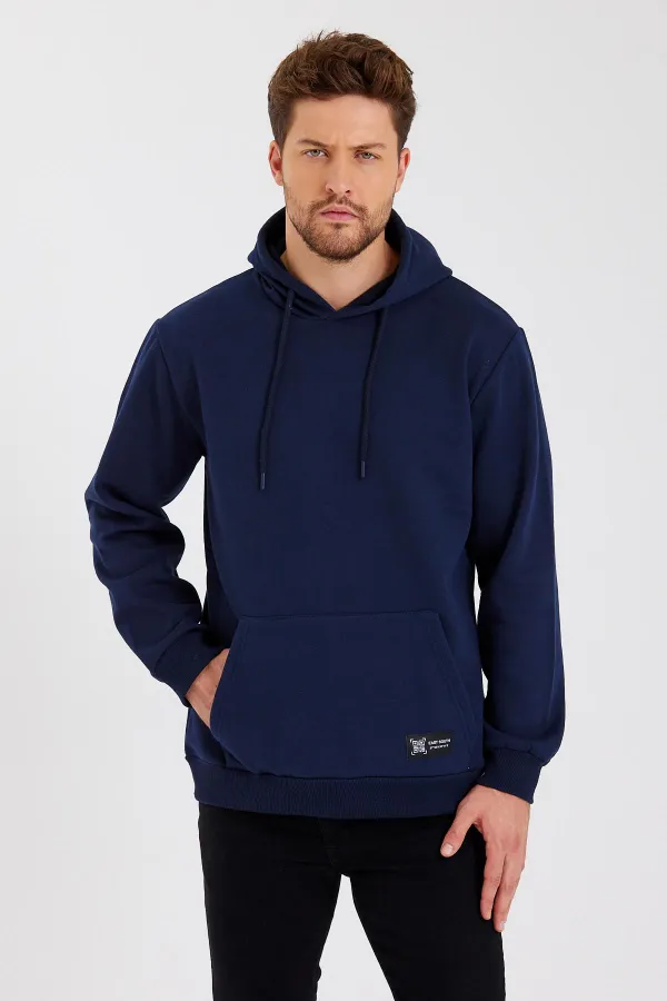 Sweat-shirt à capuche pour homme avec poche kangourou et doublure en coton