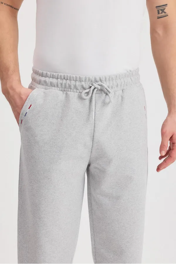 Erkek Yanları Cepli Gri Bermuda Diz Altı Kapri Beli Ayarlanabilir Lastikli Uzun Şort MTLCE108