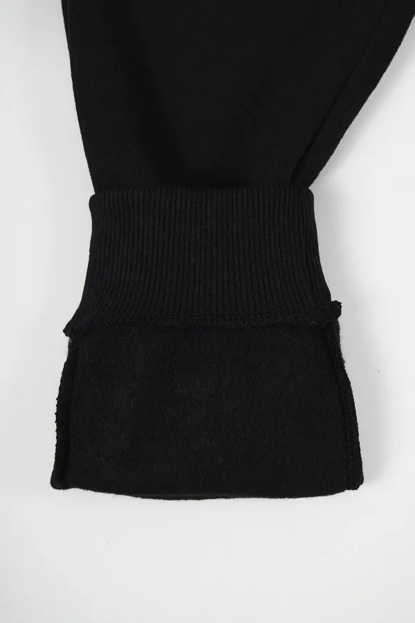 Pantalon de survêtement en coton épais noir pour garçon, 5-6-7-8-9-10-11-12 ans, avec taille et chevilles élastiques, MTLCC99-Noir