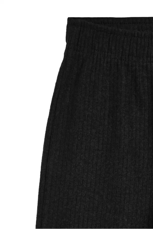 Pantalon de survêtement d'hiver noir à jambes larges pour enfants avec taille élastique