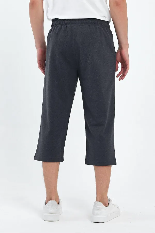 Erkek 2'Li Yanları Cepli Bermuda Diz Altı Kapri Beli Ayarlanabilir Lastikli Uzun Şort