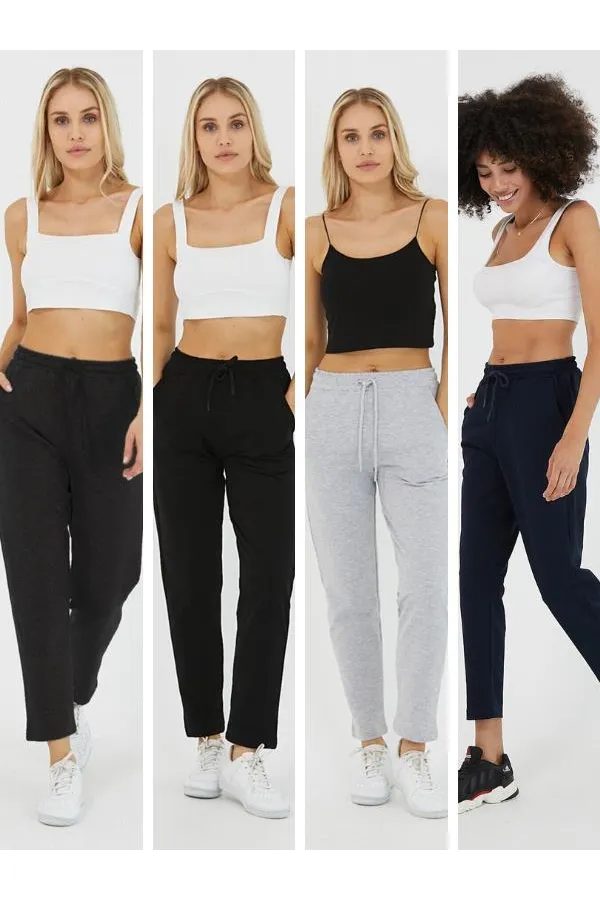 Lot de 4 bas de survêtement classiques à poches bleu marine pour femme