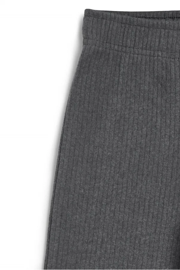 Pantalon de survêtement d'hiver gris fumé à jambes larges et taille élastique pour enfants