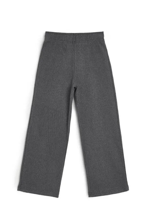 Pantalon de survêtement d'hiver gris fumé à jambes larges et taille élastique pour enfants