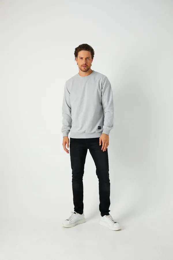 Sweat-shirt gris basique à col rond pour homme 