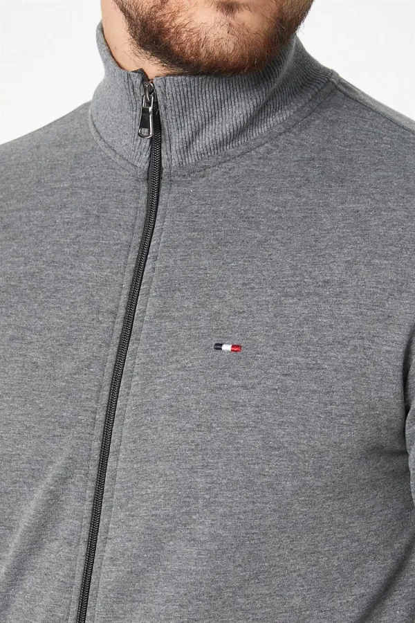 Gilet zippé à manches longues anthracite pour homme MTLCE8293-Anthracite