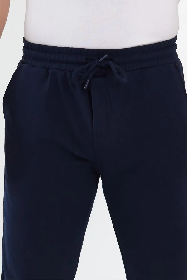 Erkek Siyah Arka Cep Etiket Detaylı Paça Lastikli Regular Fit Eşofman Altı