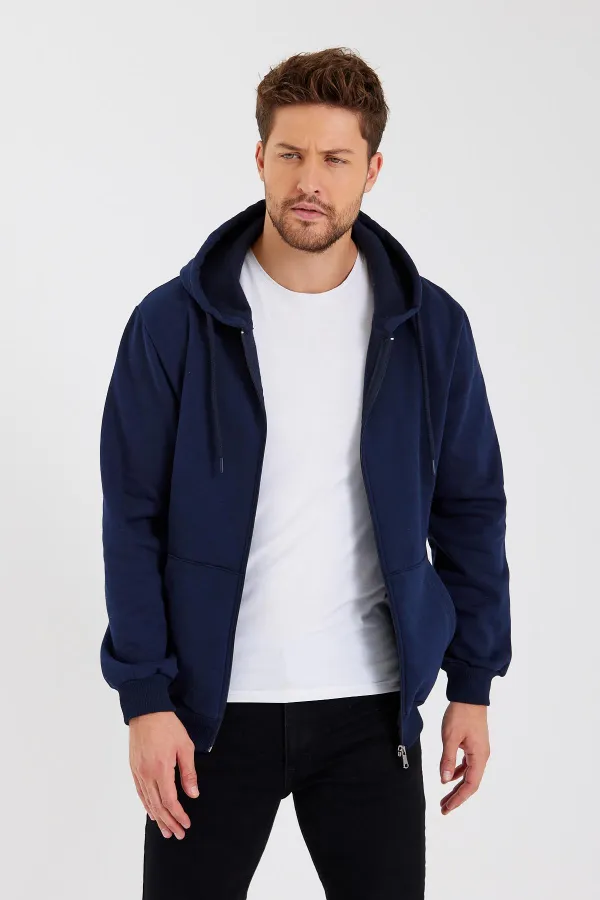 Gilet à capuche zippé noir métallisé pour homme avec poche kangourou et doublure en coton