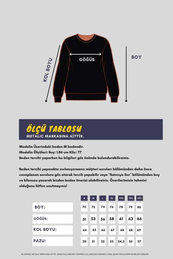 Men's Navy Blue Double Crew Neck Sweatshirt with Print Detail, Standard Relaxed Fit