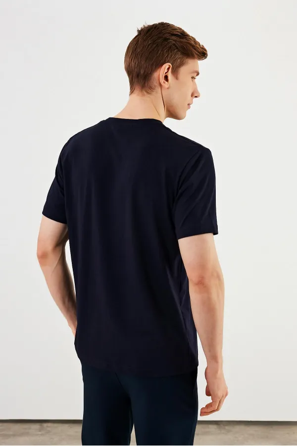 Erkek 3'lü Bisiklet Yaka T-shirt %100 Pamuk Nakış Detaylı Basic Siyah-Lacivert-Antrasit Tişört