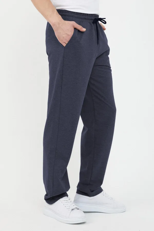 Pantalon de survêtement noir pour homme, coupe droite et décontractée