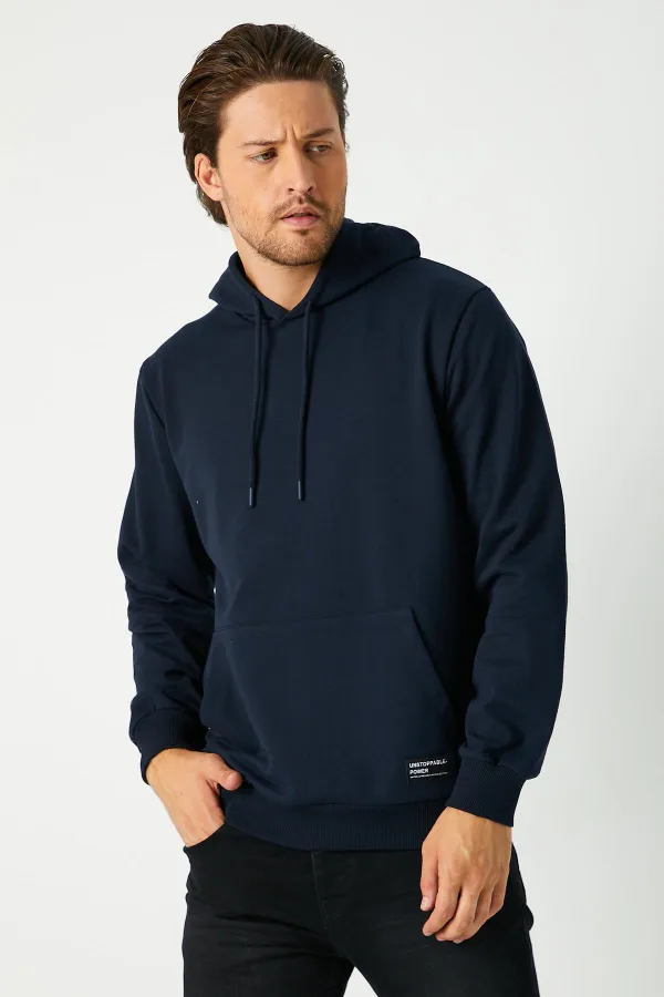Sweat-shirt à capuche bleu marine pour homme avec poche kangourou