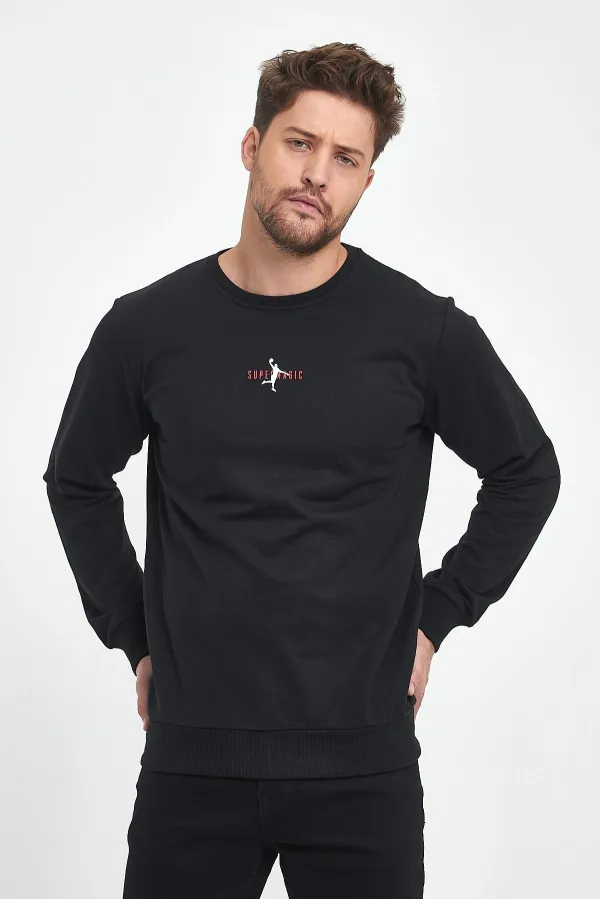 Sweat-shirt basique imprimé Supermagic pour homme, noir
