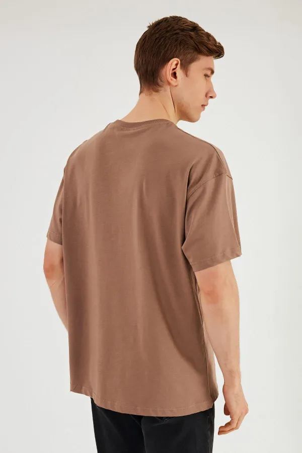 Leo Erkek Oversize Tshirt %100 Pamuk Bisiklet Yaka Baskı Detaylı Basic Tişört