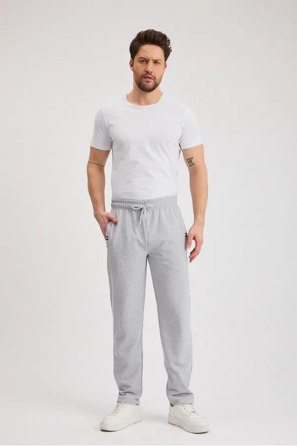 Black-Anthracite Men's Zip-Up Pocket Sweatpants with Embroidered Detail, Straight Leg, Relaxed Fit, Casual 2-Pack MTLCE107