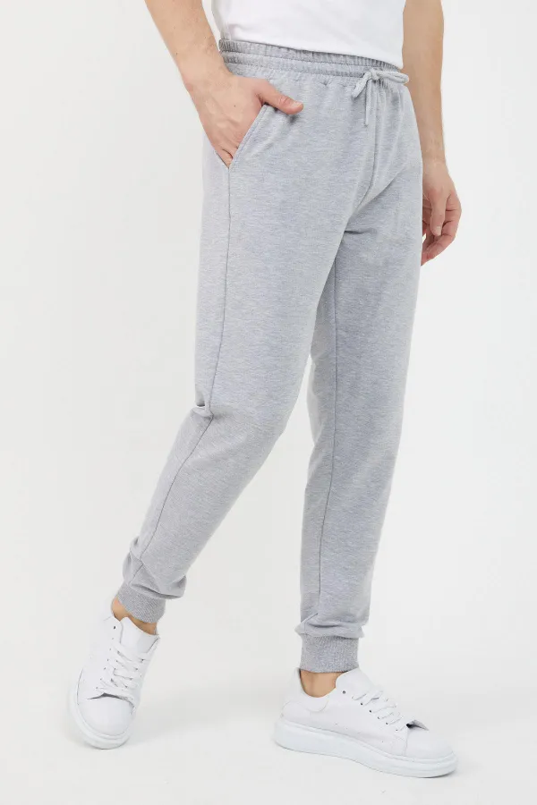 Erkek Regular Fit Rahat Kesim Beli Bağcıklı Jogger Cepli Lastikli Paça Siyah Eşofman Altı