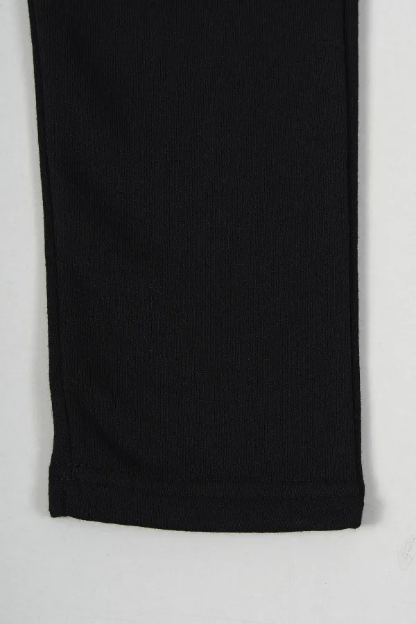 Pantalon de survêtement noir en coton épais avec taille élastique et poches latérales pour garçons de 5 à 12 ans 