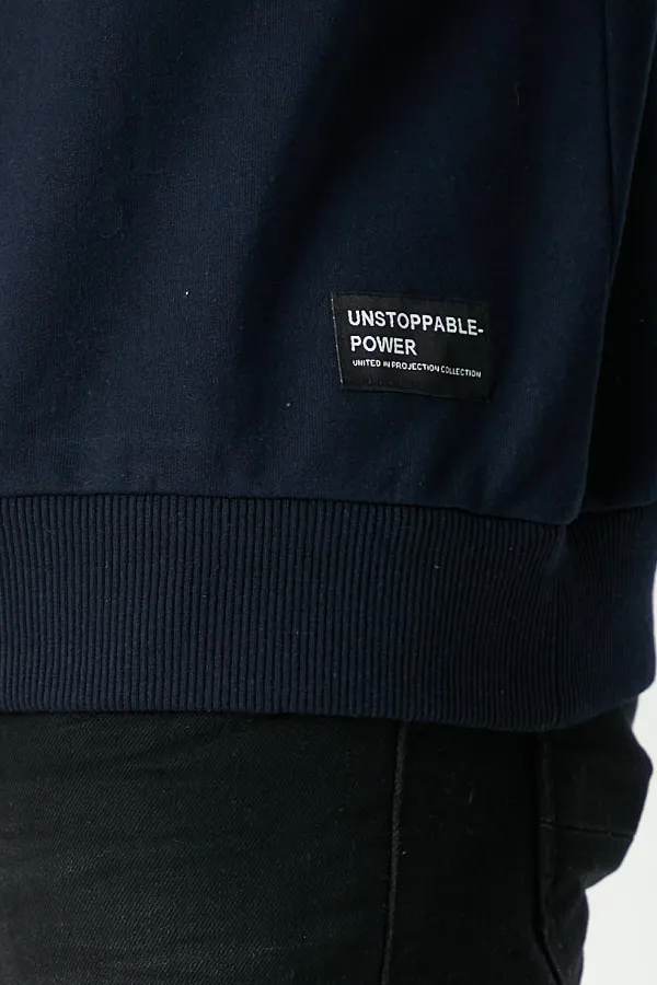 Erkek Lacivert Basic Bisiklet Yaka Sweatshirt 