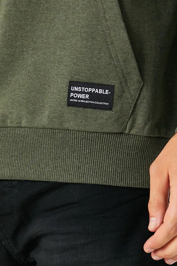 Sweat-shirt à capuche kaki pour homme avec poche kangourou