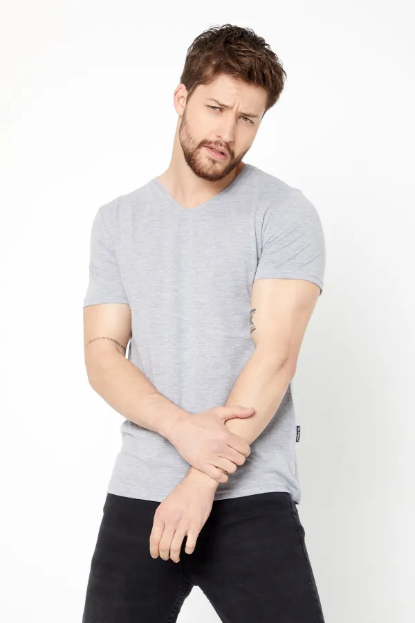 Men's Cotton Short Sleeve V-Neck T-shirt