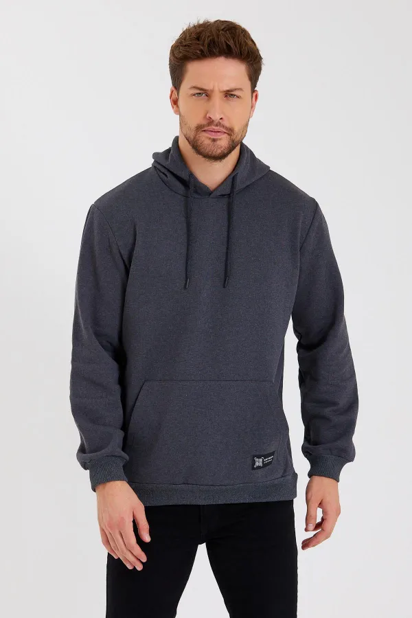Sweat-shirt à capuche pour homme avec poche kangourou et doublure en coton