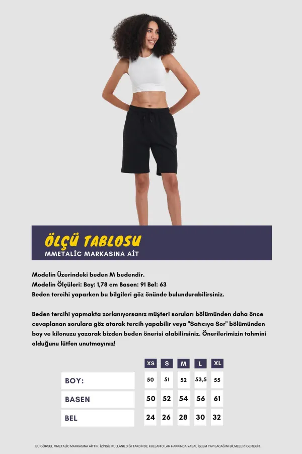 2'li Kadın Rahat Kesim Beli Lastikli Mevsimlik Yumuşak Kumaş Cepli Siyah-Gri Uzun Bermuda Şort