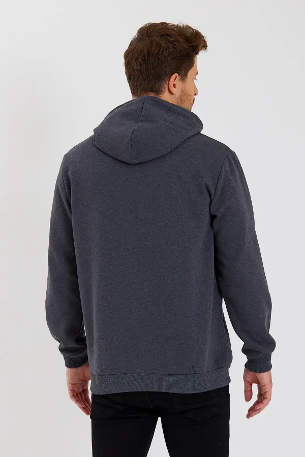 Kanguru Cepli Kapüşonlu İçi pamuklu Erkek Sweatshirt