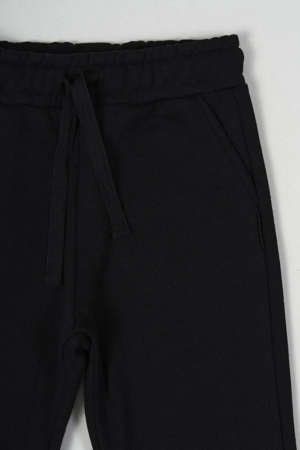 Ensemble de 2 pantalons de survêtement en coton épais noir et anthracite avec taille élastique et poches latérales pour garçons