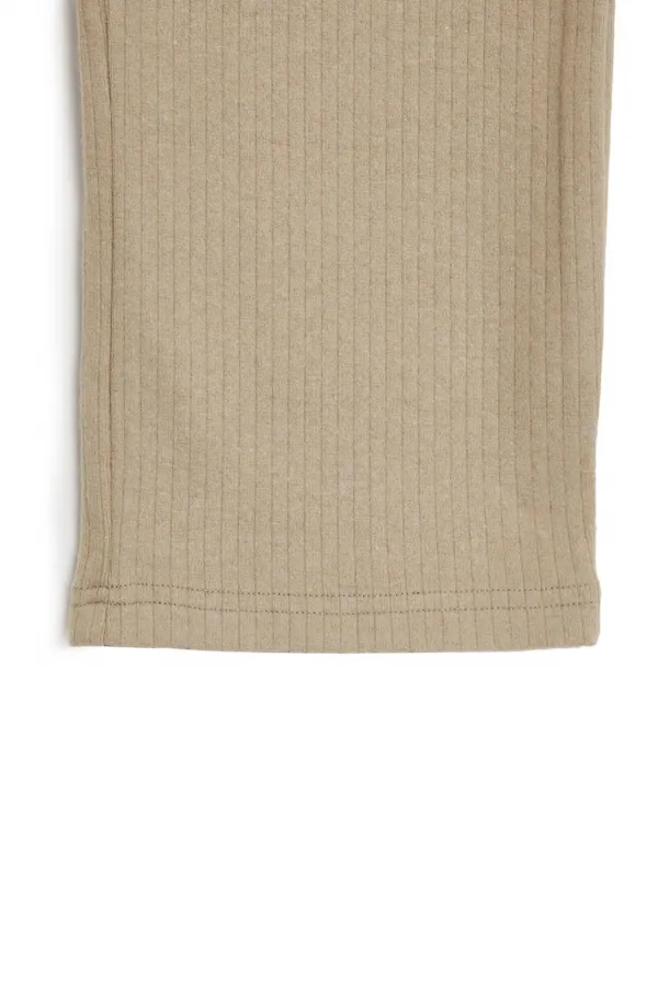 Beige Wide Leg Winter Kids' Sweatpants with Elastic Waistband