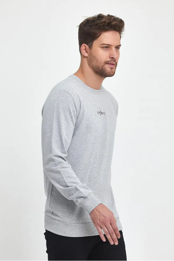 Sweat-shirt basique imprimé poitrine Supermagic gris pour homme