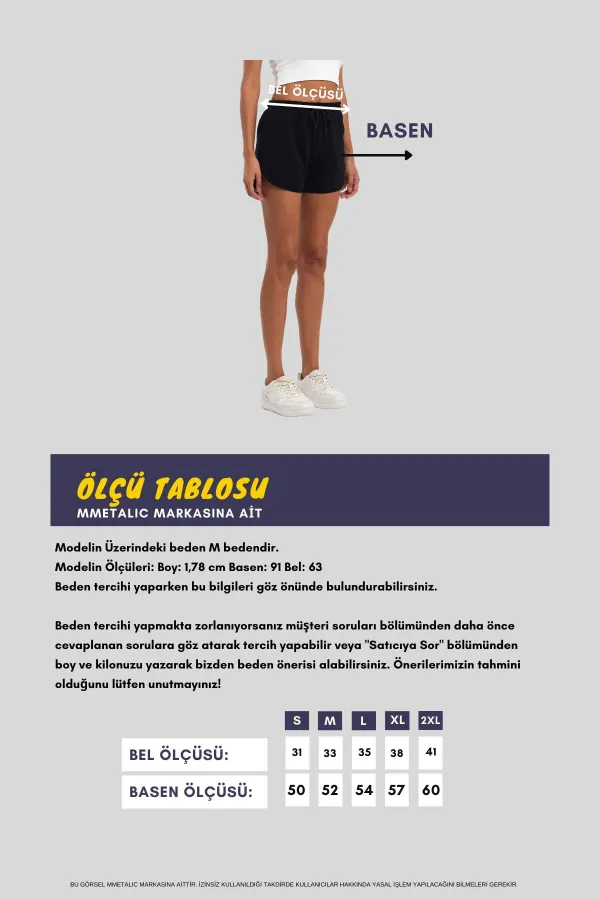 Kadın Yırtmaçlı Mevsimlik Premium Kumaş Regular Fit İpli Siyah-Gri Kısa Mini Şort