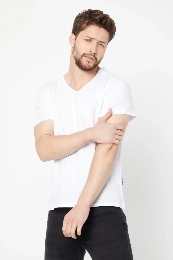 Men's Multicolored T-Shirt, Regular Fit, Relaxed Cut, V-Neck, 3-Pack Basic T-Shirts