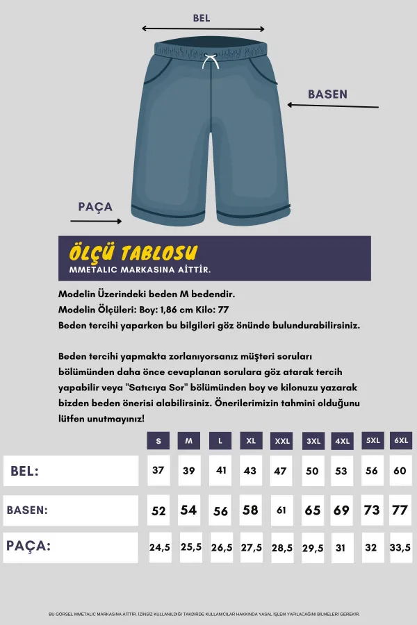 Erkek Siyah Şort - Yan Cepli Beli Lastikli Regular Fit Rahat Kesim