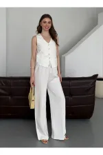 Ensemble gilet et pantalon à rayures blanches - 8555