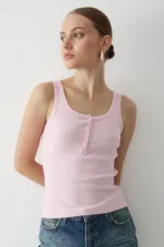 Pembe Önden Düğmeli Atlet - 251001